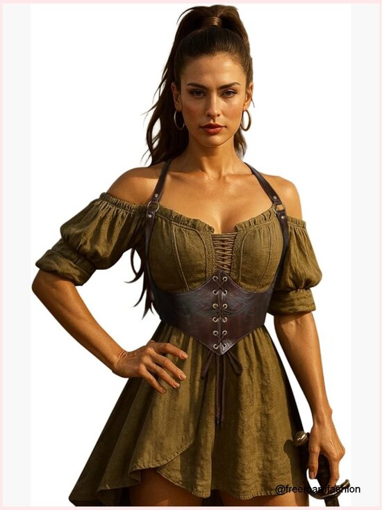 Corset Belt for Women, Faux Leather, Lace-up Waspie Waist Belt Cosplay main image 5